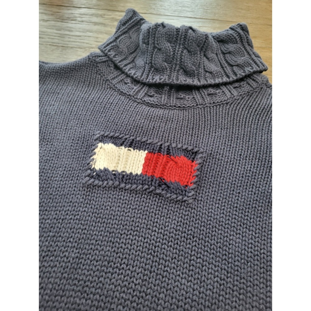 Tommy Hilfiger 90S Women's Size XXL Logo Turtleneck Knit Sweater MINT** Cable Kn